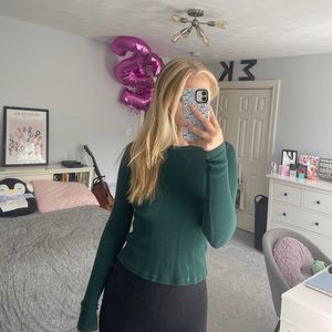 green waffle knit brandy melville long sleeve